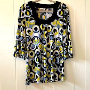 American Flirt. Small, retro vibes geometric abstract dress tunic multi color